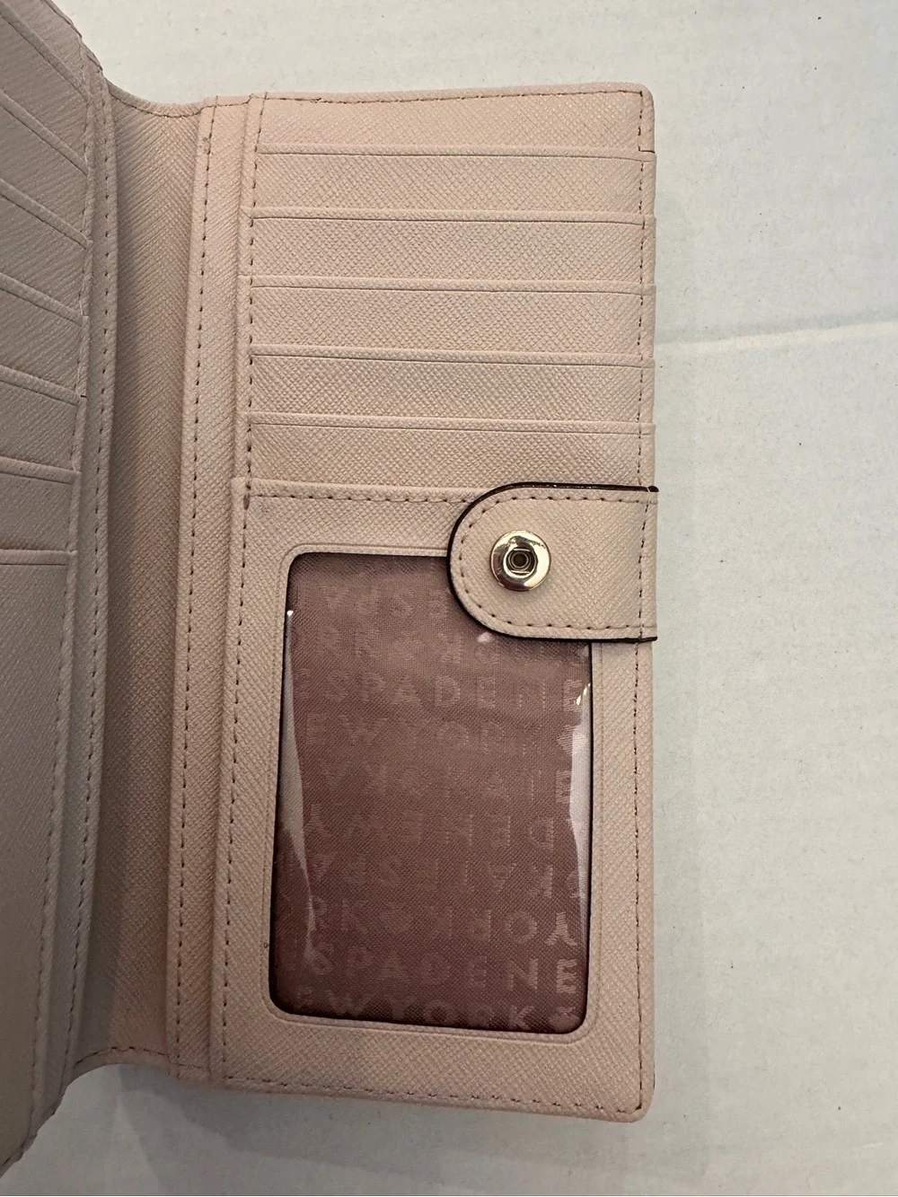 Kate Spade New York Beige Zip-Around Wristlet Wallet with Logo Accent Wristlet